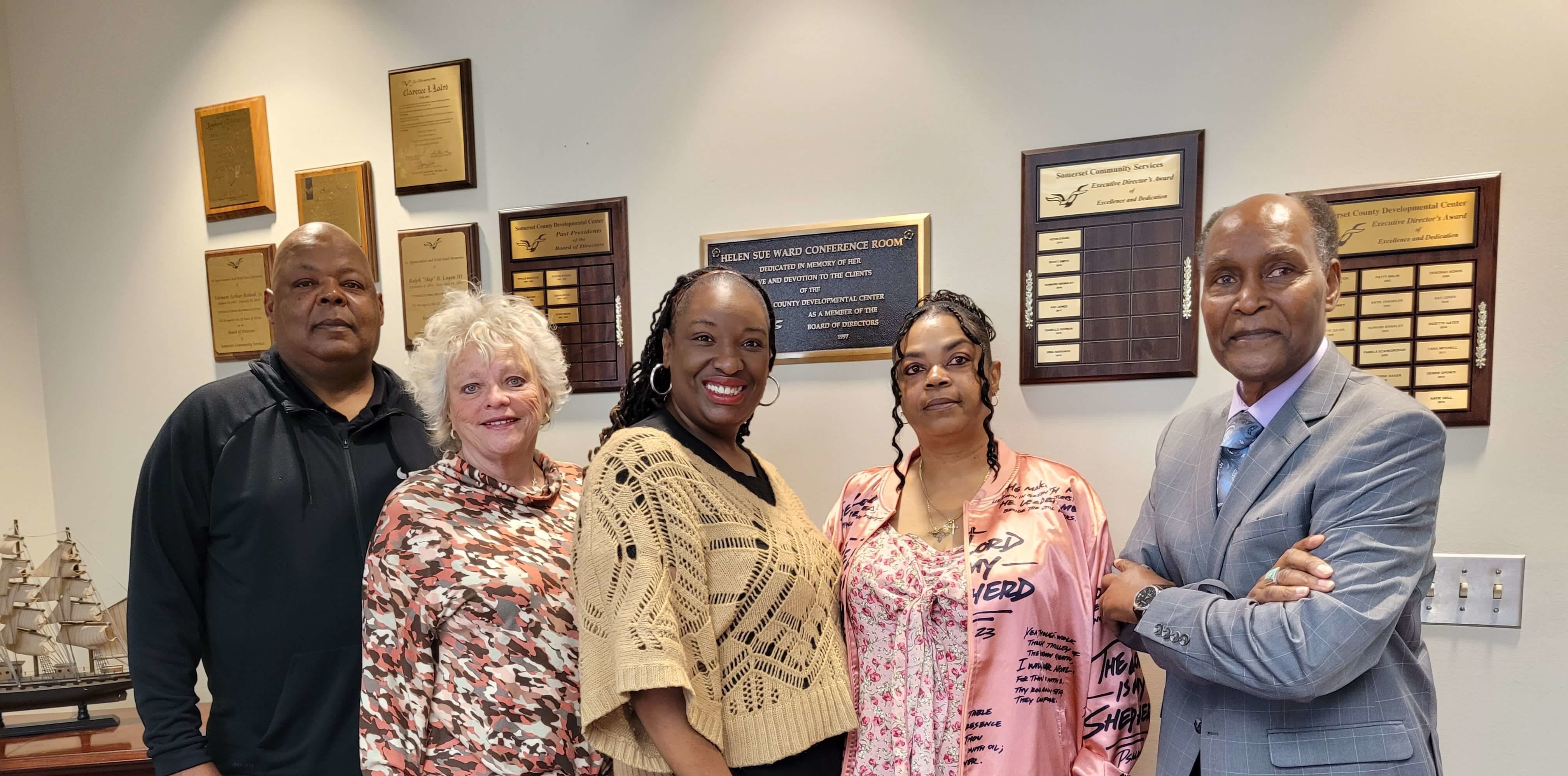 Five Employees of Somerset County Services Posing Together for Picture